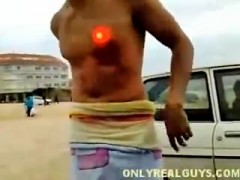 Drunk str8 guy naked & pissin in a parking lot...