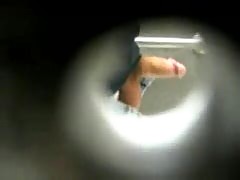 Guy caught jacking off in restroom